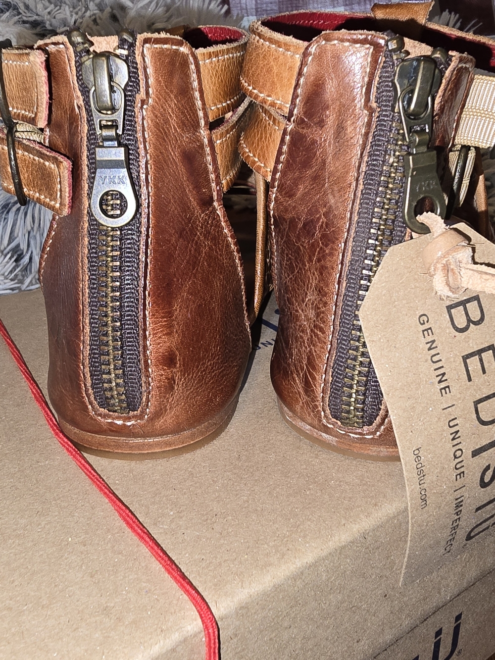 BED|STU Capriana Brown Leather Back-Zip Ankle Sandals